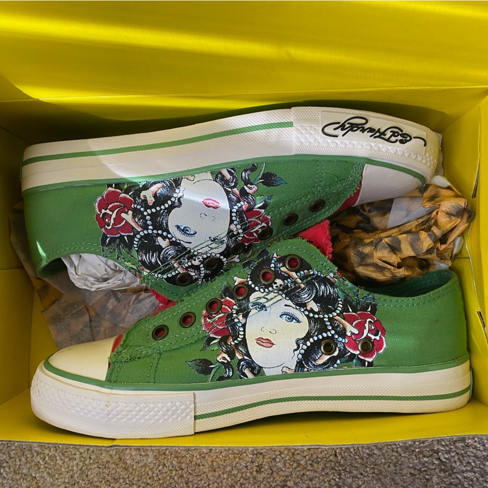Vintage Ed Hardy Green Canvas Sneakers
